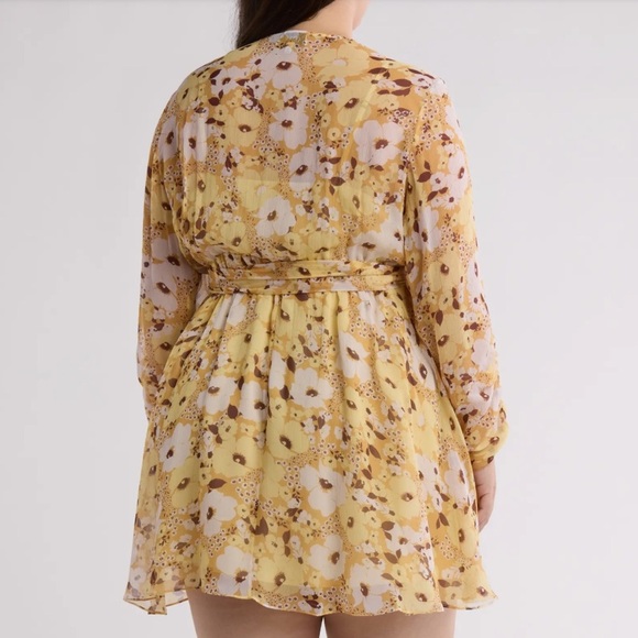 Clara Floral Long Sleeve Silk Wrap Dress - Picture 3 of 3